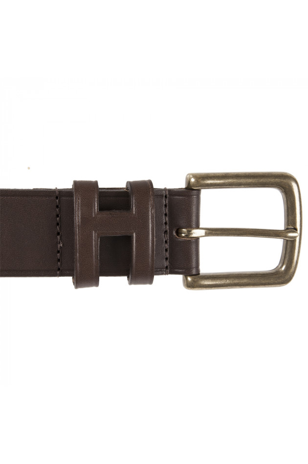 Hackett London Ledergürtel in Dunkelbraun