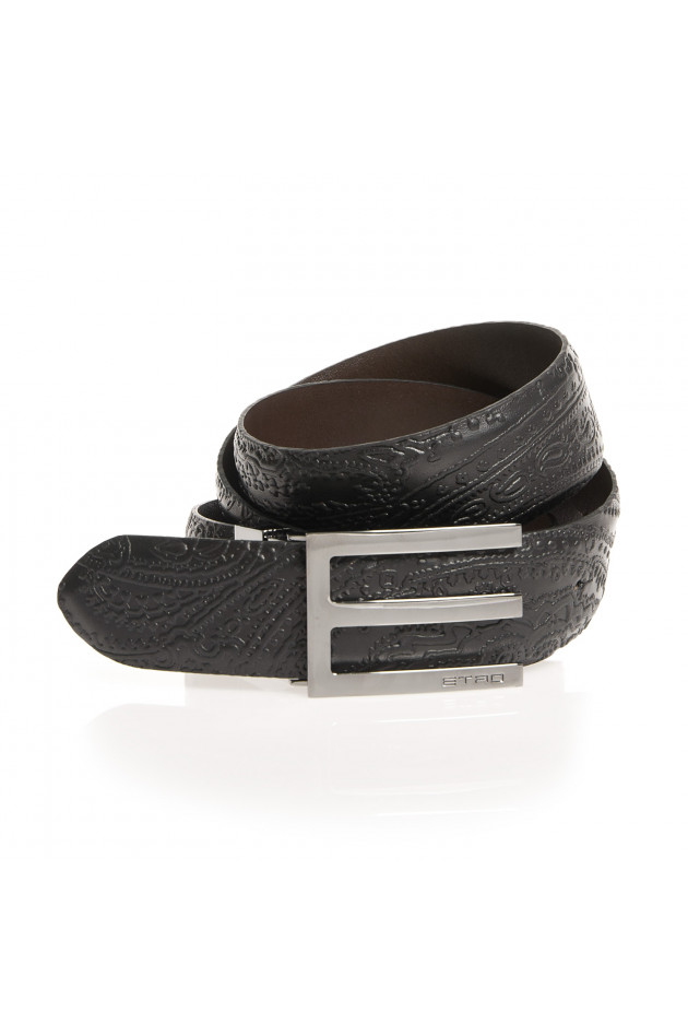Etro Ledergürtel in Schwarz/Braun gemustert