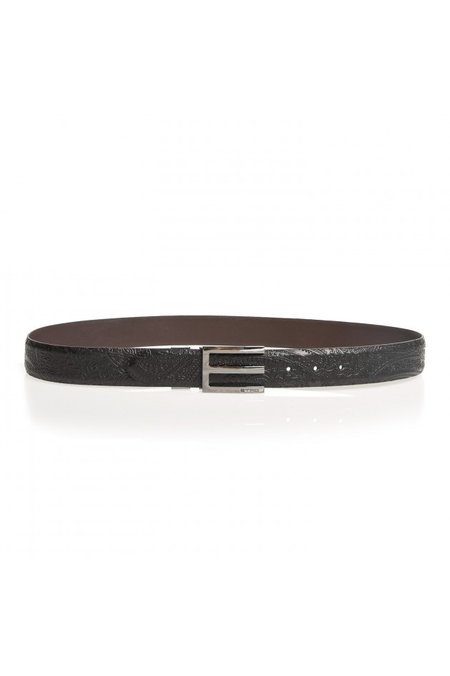 Etro Ledergürtel in Schwarz/Braun gemustert