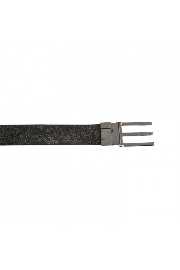 Etro Ledergürtel in Schwarz/Braun gemustert