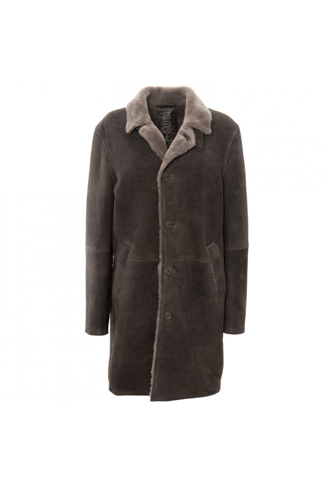 GMS-Gimos Ledermantel mit Lammfell in Taupe