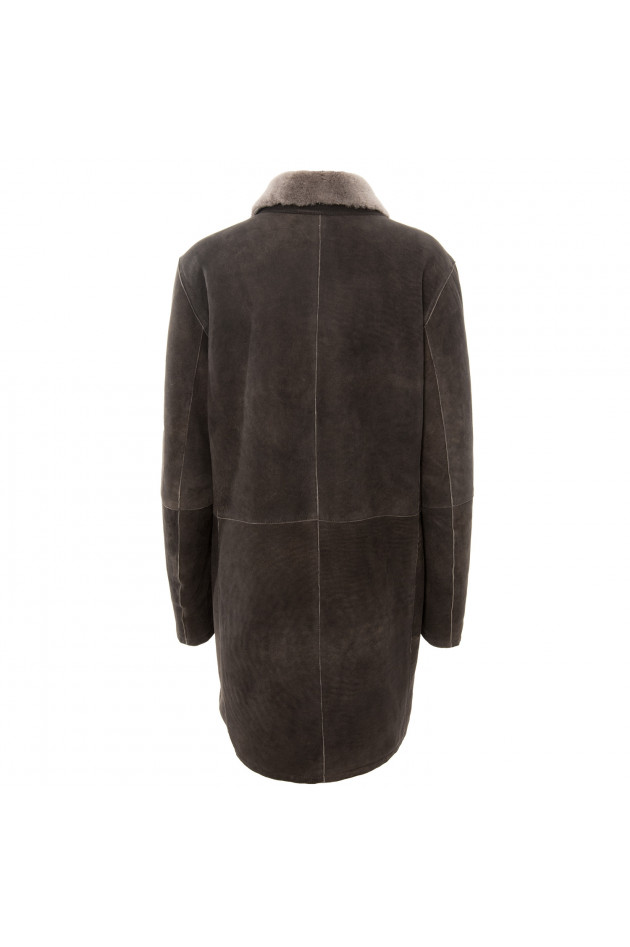 GMS-Gimos Ledermantel mit Lammfell in Taupe