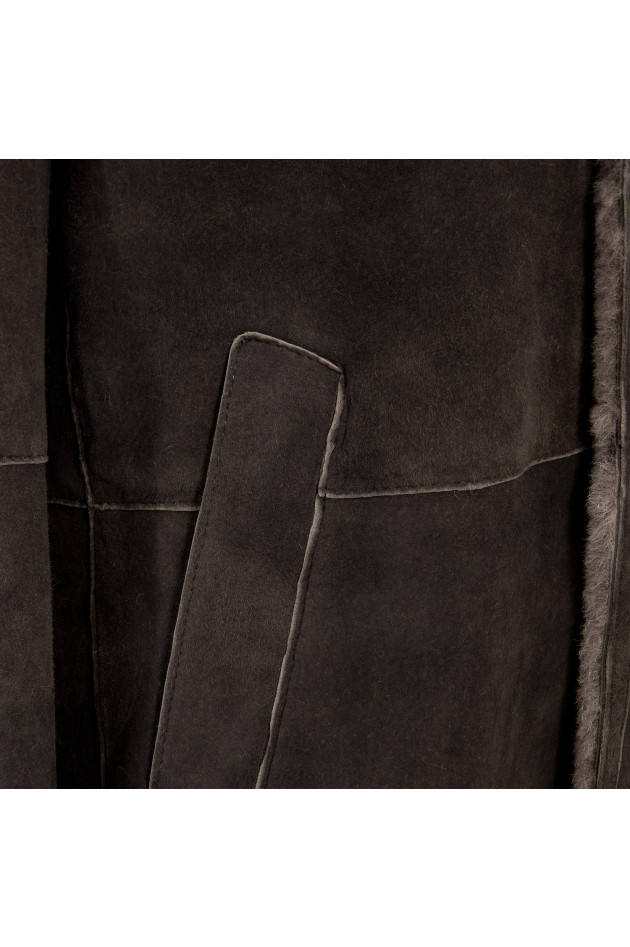 GMS-Gimos Ledermantel mit Lammfell in Taupe