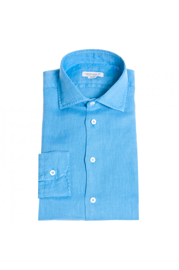 Brancaccio Leinenhemd in Aqua/Türkis