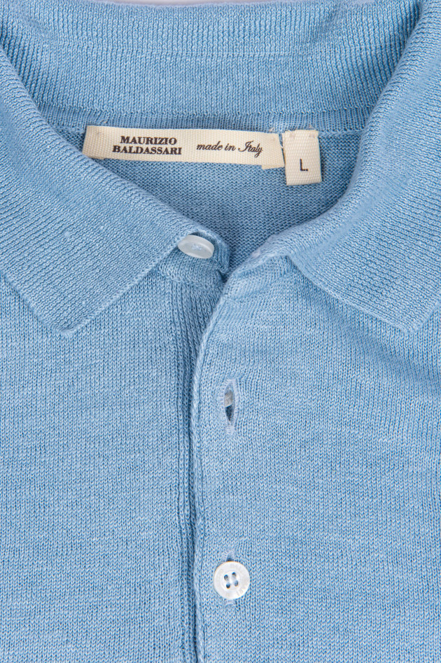 Maurizio Baldassari Poloshirt aus Leinen in Hellblau