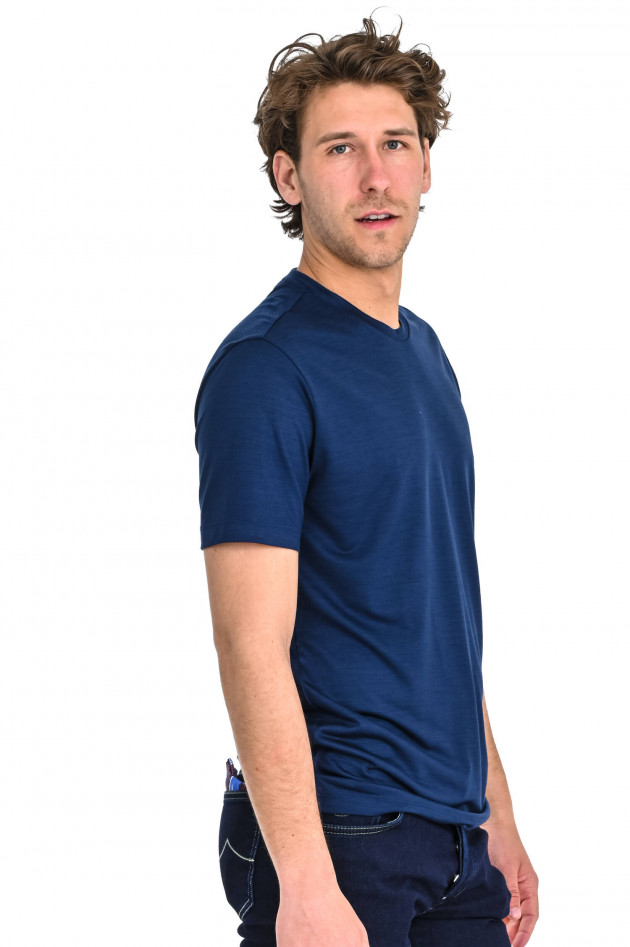 Maurizio Baldassari T-Shirt aus Schurwolle in Navy