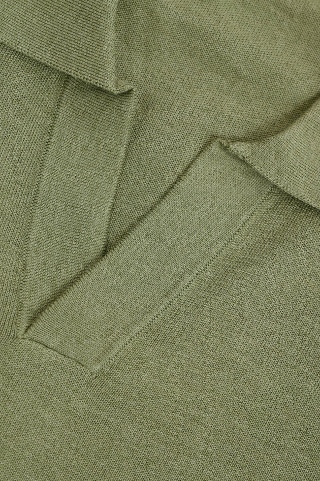 Mauro Ottaviani Seiden-Mix Polo-Shirt in Oliv