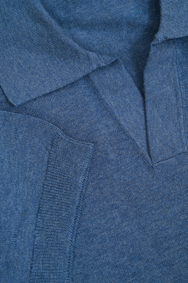 Mauro Ottaviani Seiden-Mix Polo-Shirt in Jeansblau