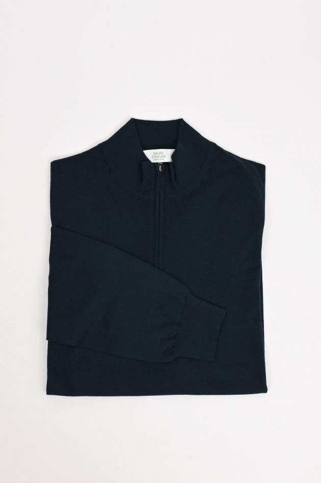 Mauro Ottaviani Feinstrick-Pullover aus Wolle in Navy