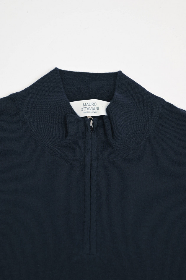 Mauro Ottaviani Feinstrick-Pullover aus Wolle in Navy