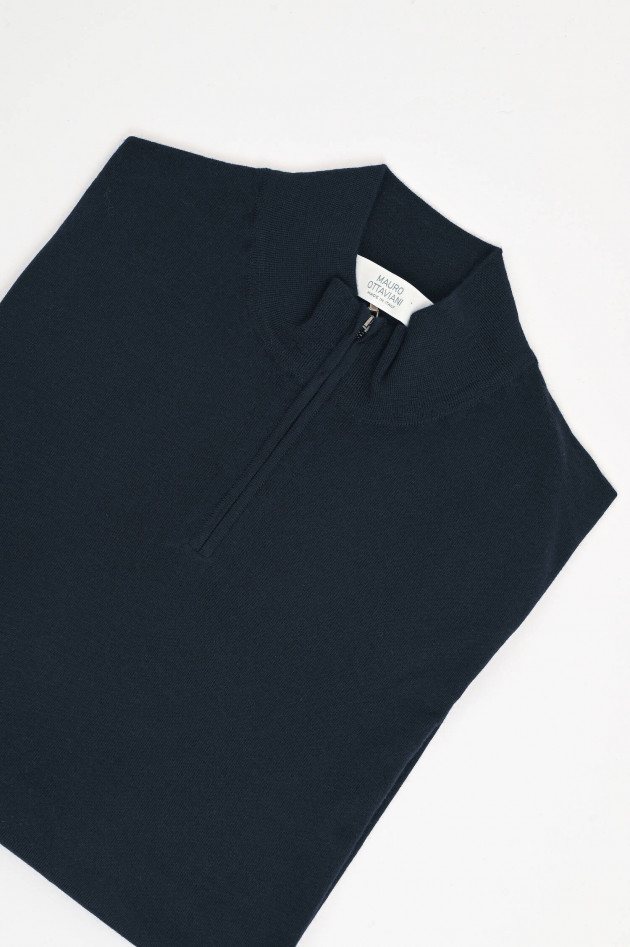 Mauro Ottaviani Feinstrick-Pullover aus Wolle in Navy