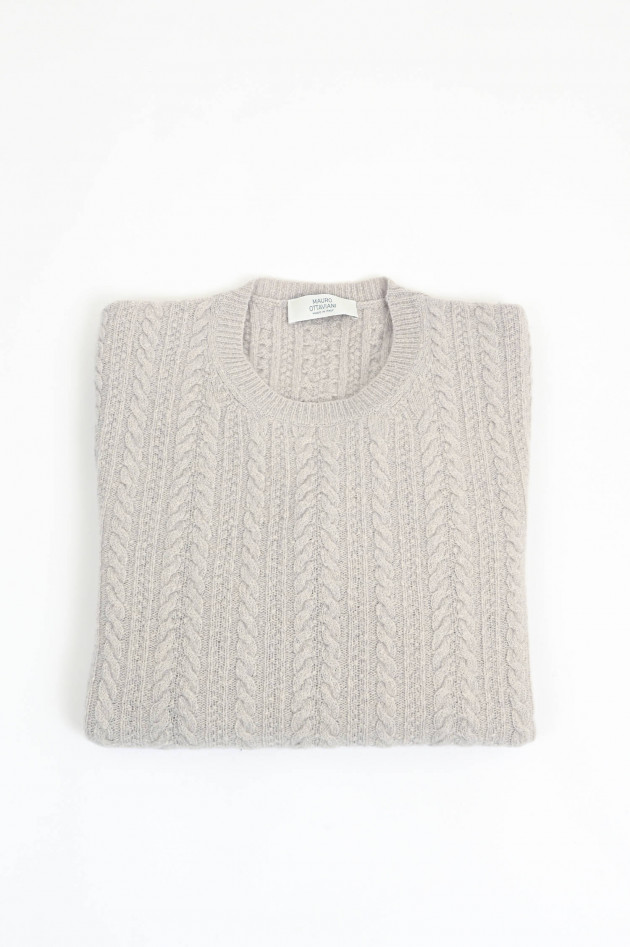 Mauro Ottaviani Zopfstrickpullover aus Cashmere-Woll-Mix in Natur