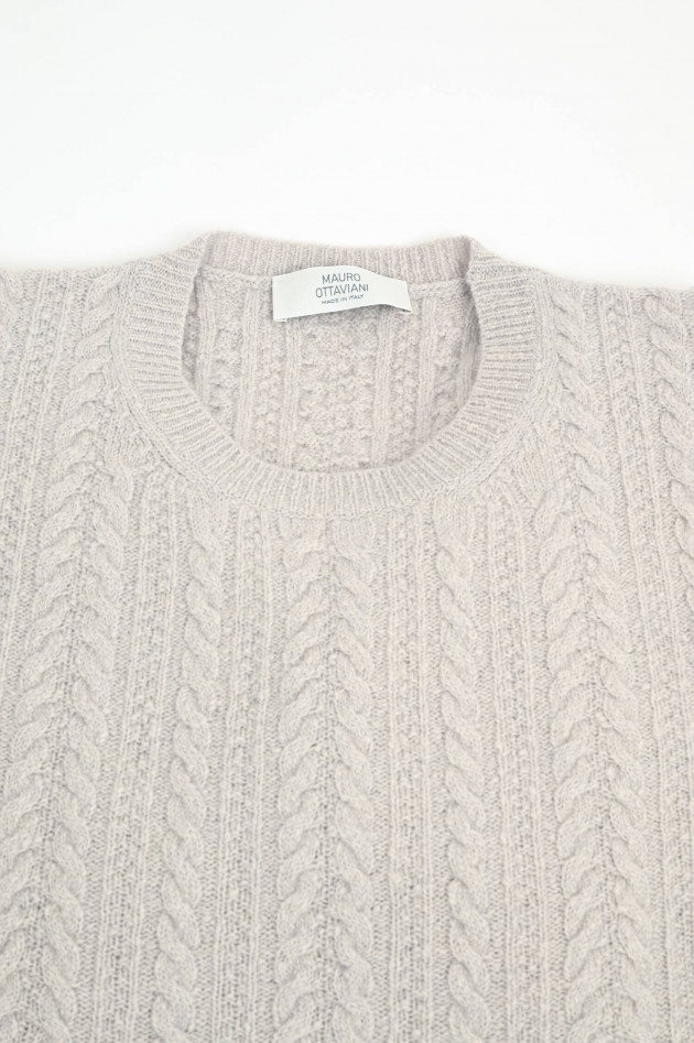 Mauro Ottaviani Zopfstrickpullover aus Cashmere-Woll-Mix in Natur