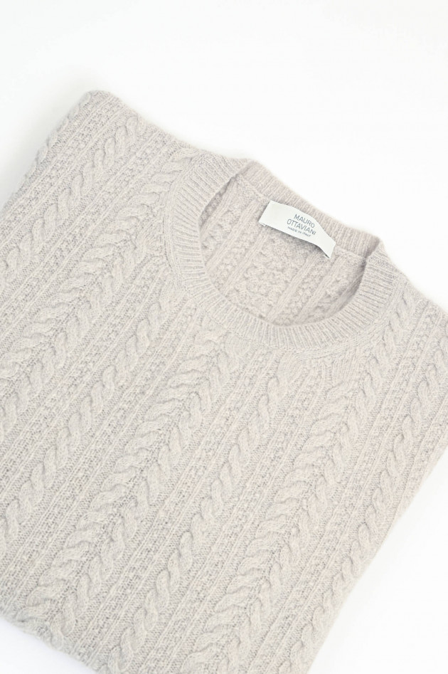Mauro Ottaviani Zopfstrickpullover aus Cashmere-Woll-Mix in Natur