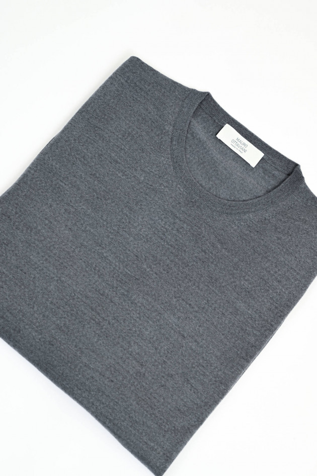Mauro Ottaviani Feinstrick-Pullover aus Merinowolle in Hellgrau