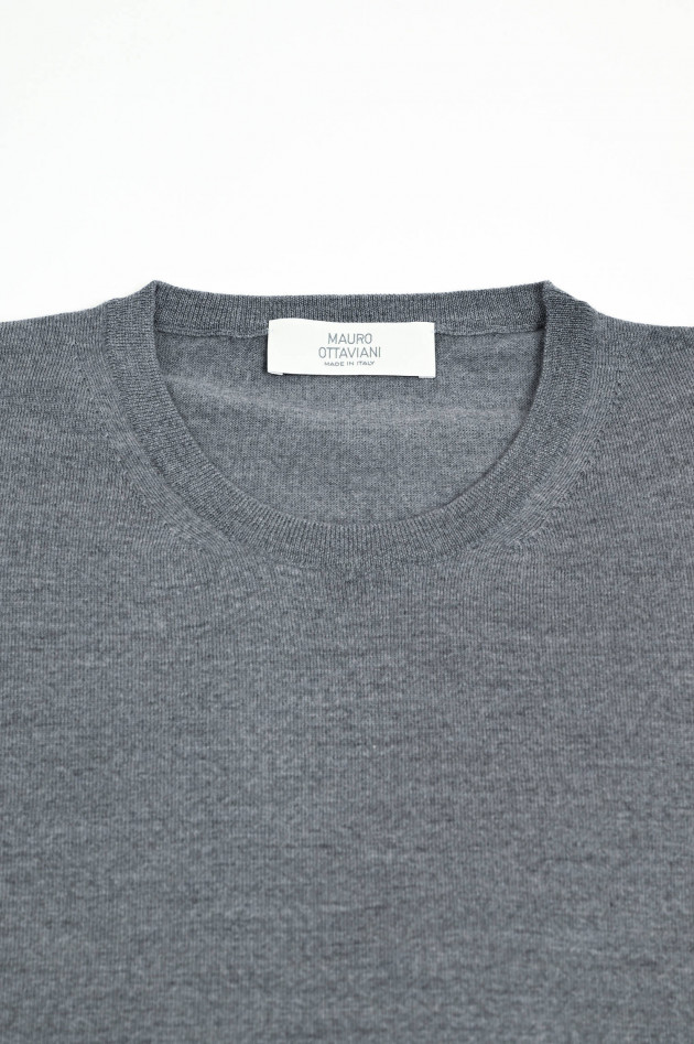 Mauro Ottaviani Feinstrick-Pullover aus Merinowolle in Hellgrau