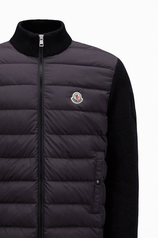 Moncler Wattierte Strickjacke aus Baumwolle in Schwarz