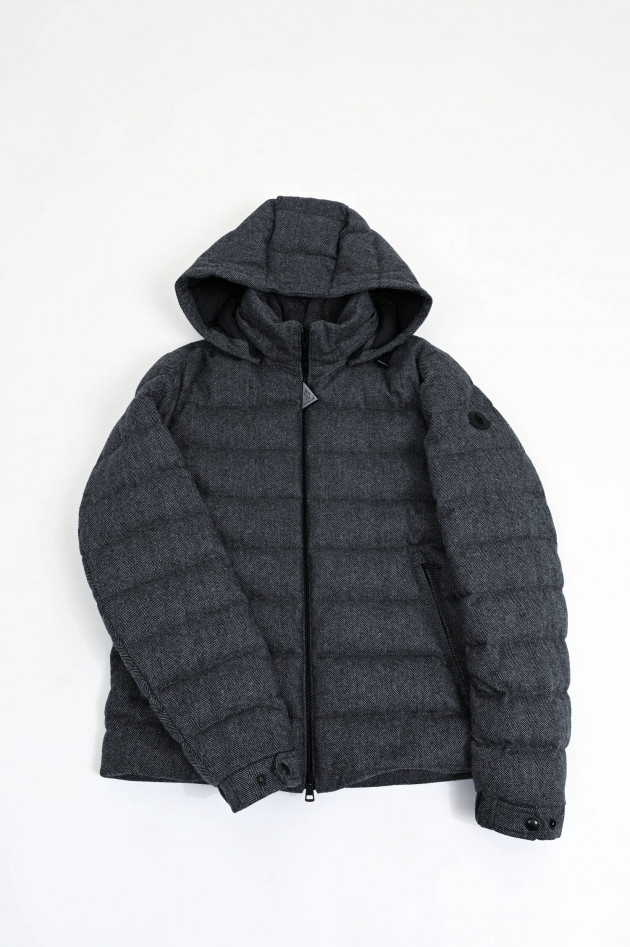 Moncler Steppjacke aus Woll-Mix in Grau gemustert