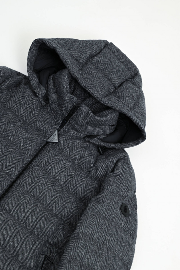 Moncler Steppjacke aus Woll-Mix in Grau gemustert