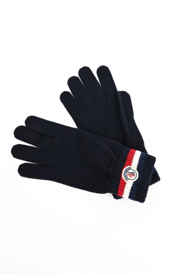 Moncler Handschuhe mit Logo-Patch in Navy