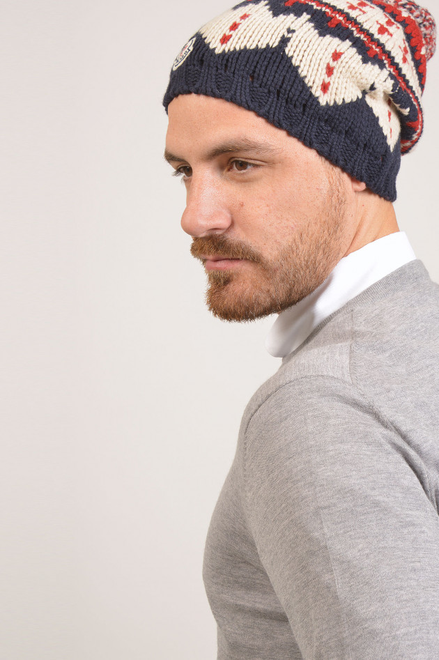 Moncler Strickmütze aus Wolle in Blau/Rot/Weiß