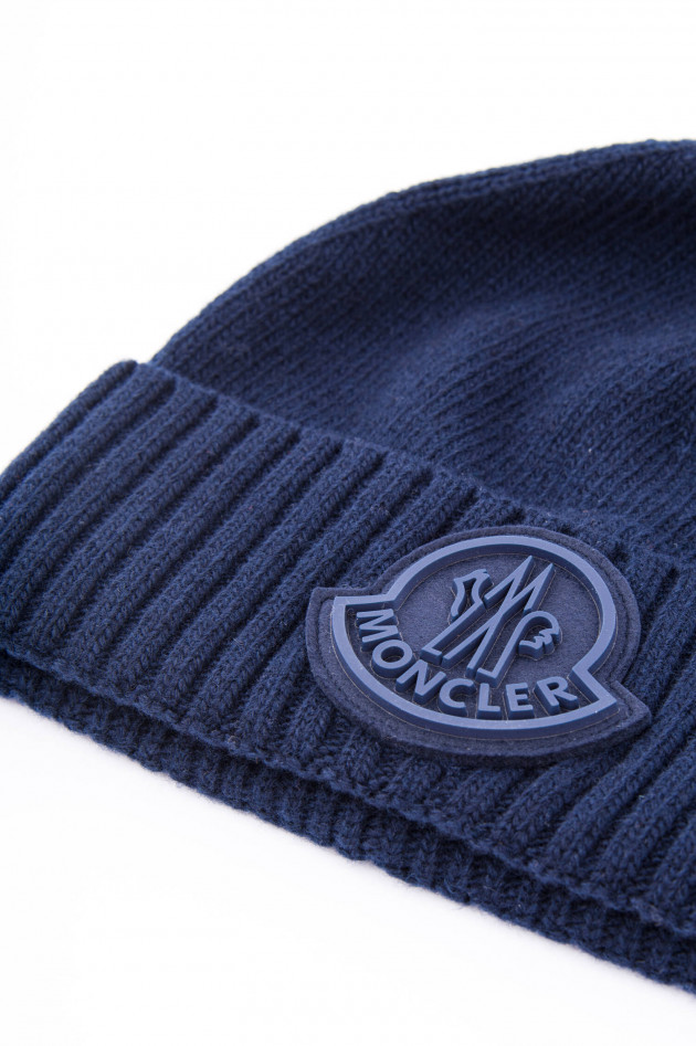 Moncler Wollmütze mit Logopatch in Navy