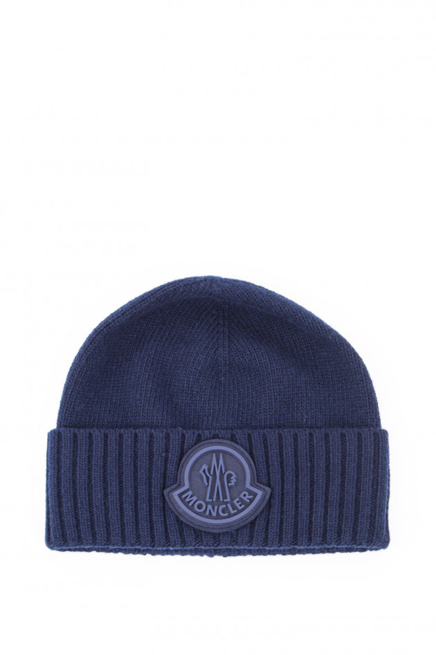Moncler Wollmütze mit Logopatch in Navy