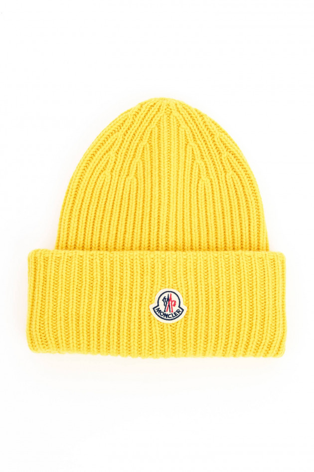 Moncler Beanie aus Woll-Kaschmir-Mix in Gelb