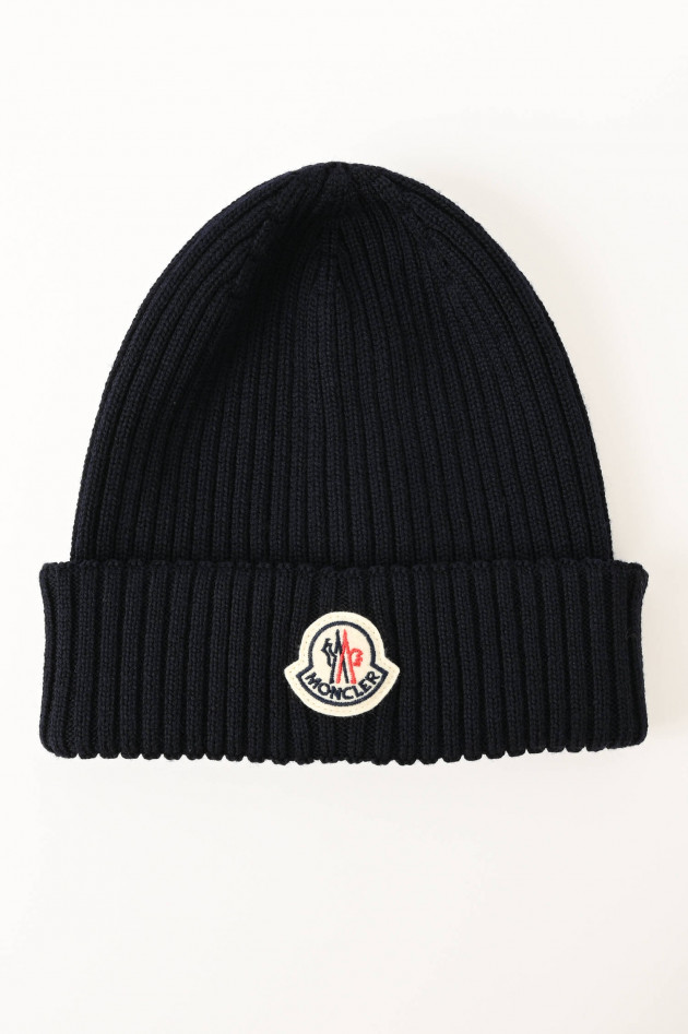 Moncler Mütze mit Logo-Patch in Marine