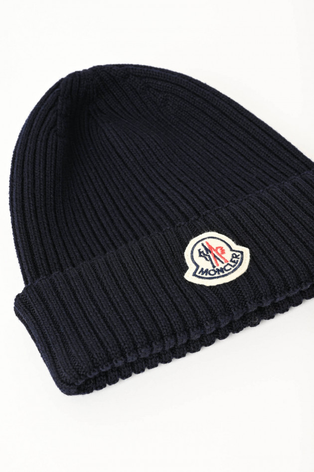 Moncler Mütze mit Logo-Patch in Marine