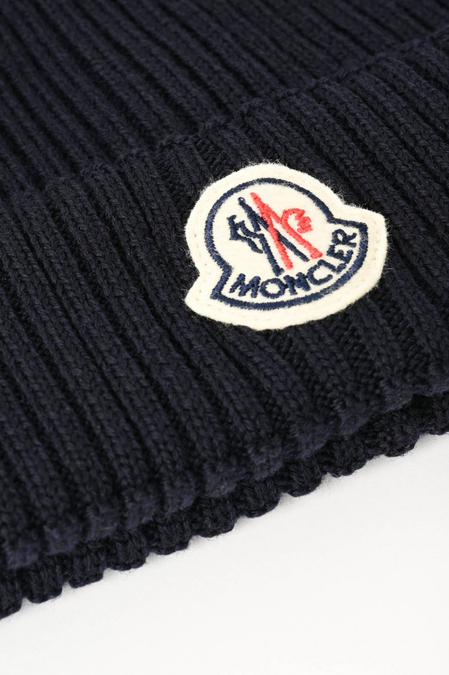 Moncler Mütze mit Logo-Patch in Marine