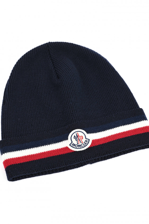 Moncler Mütze mit Logo-Patch in Navy