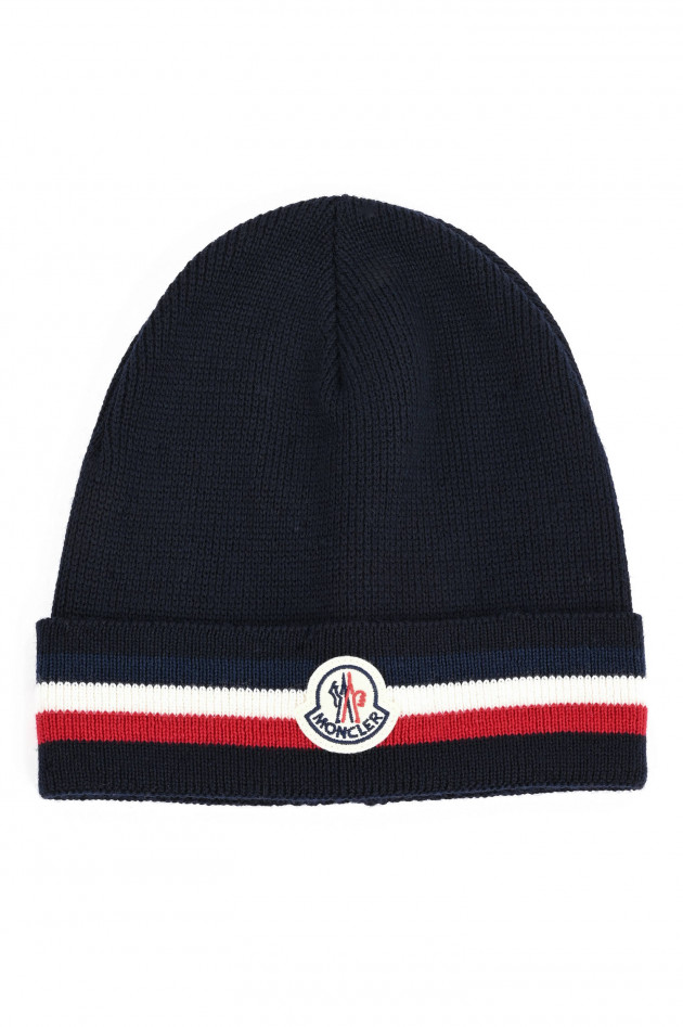 Moncler Mütze mit Logo-Patch in Navy