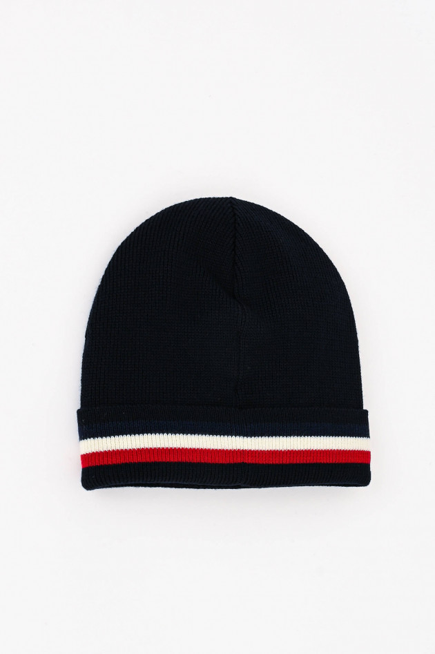 Moncler Dreifarbiges Beanie aus Wolle in Schwarz/Rot/Weiß