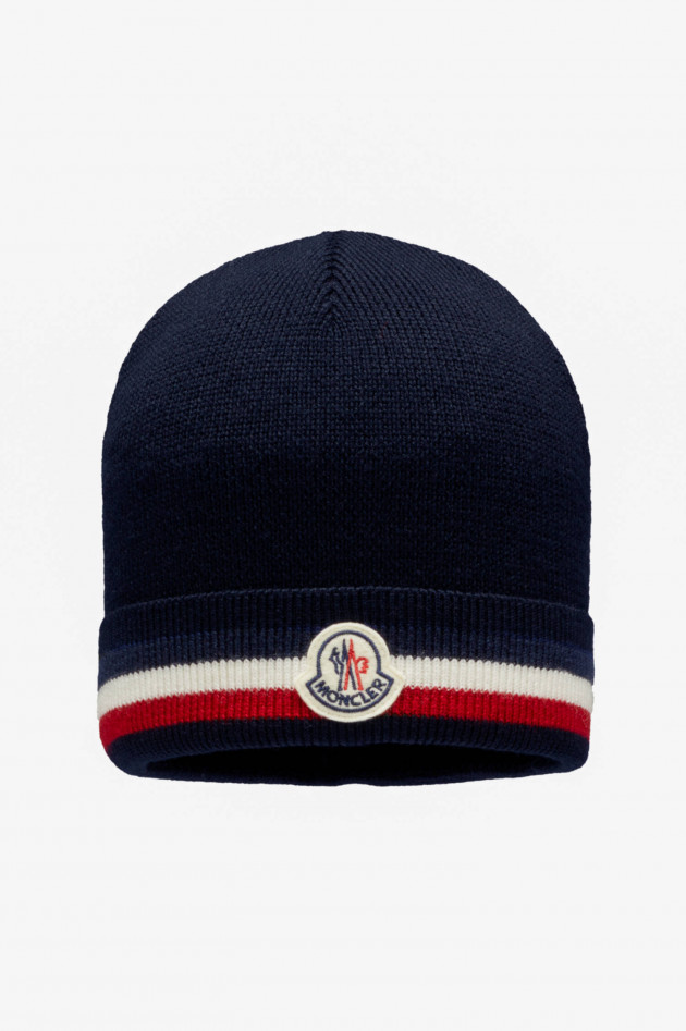 Moncler Mütze mit Streifen in Navy
