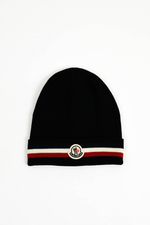 Moncler Mütze mit Streifen in Navy
