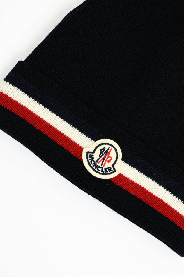 Moncler Mütze mit Streifen in Navy