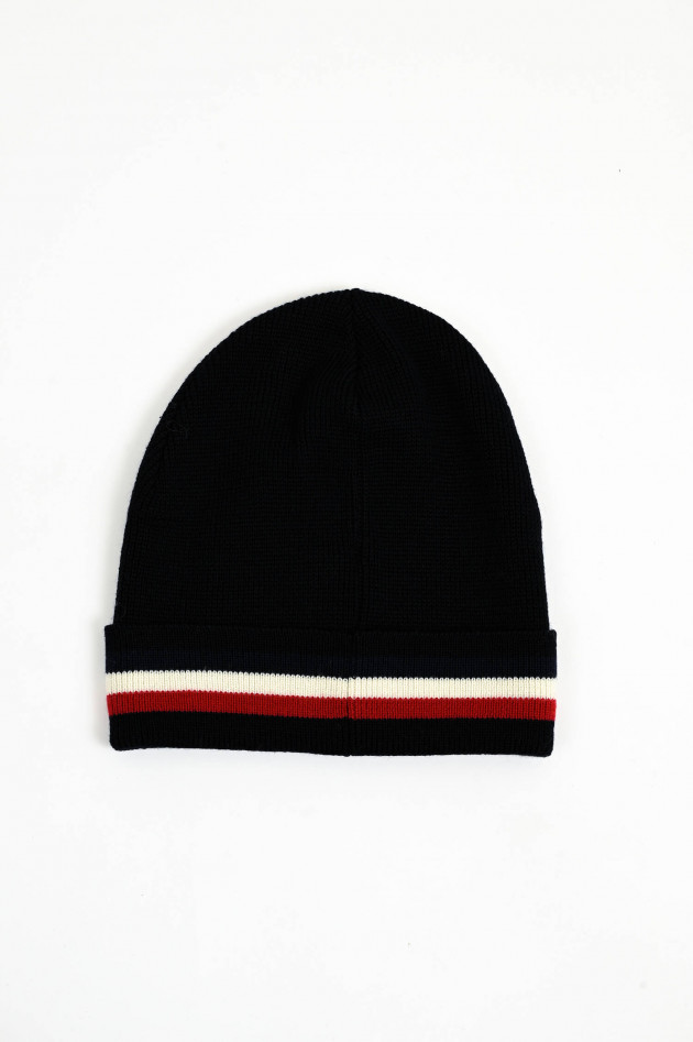 Moncler Mütze mit Streifen in Navy