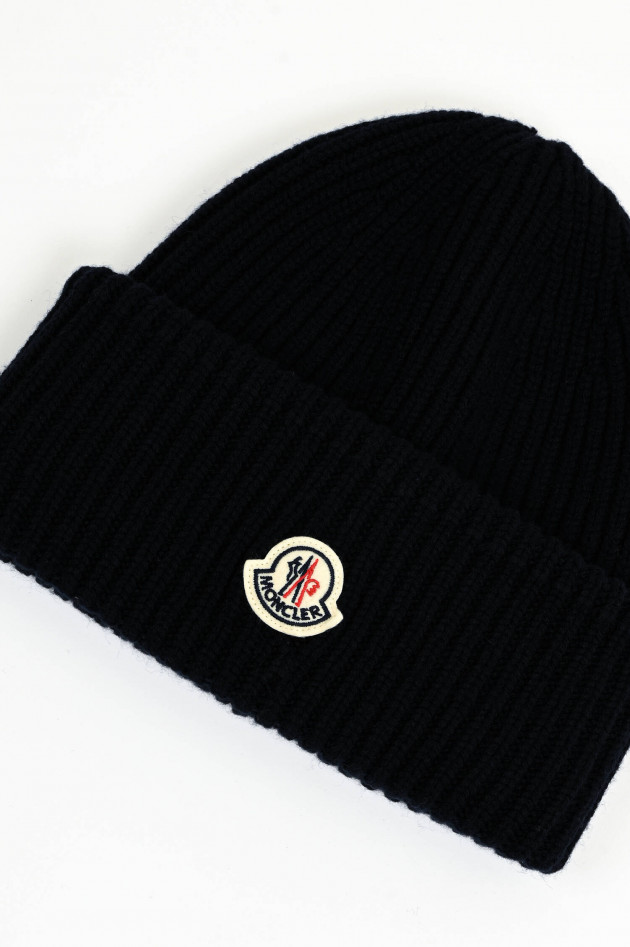 Moncler Mütze aus Schurwolle in Navy
