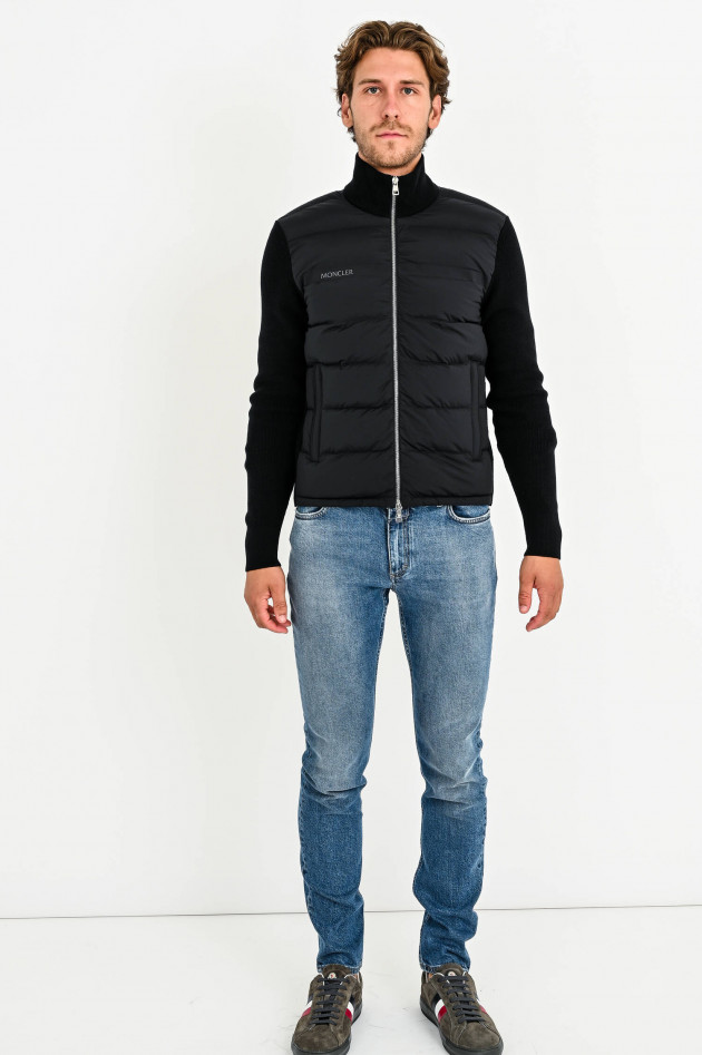 Moncler Jacke aus Daunen-Strick-Kombination in Schwarz