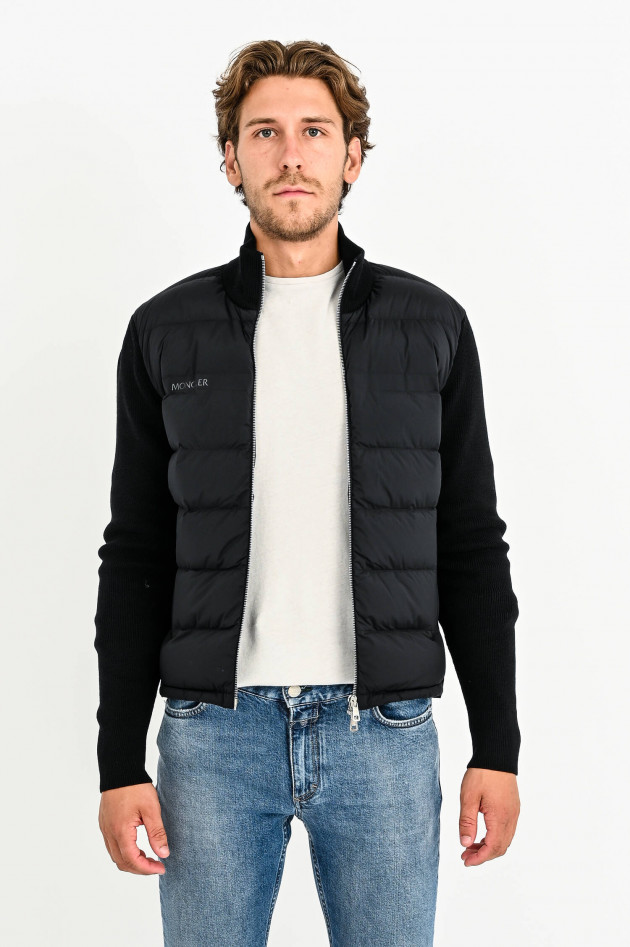 Moncler Jacke aus Daunen-Strick-Kombination in Schwarz