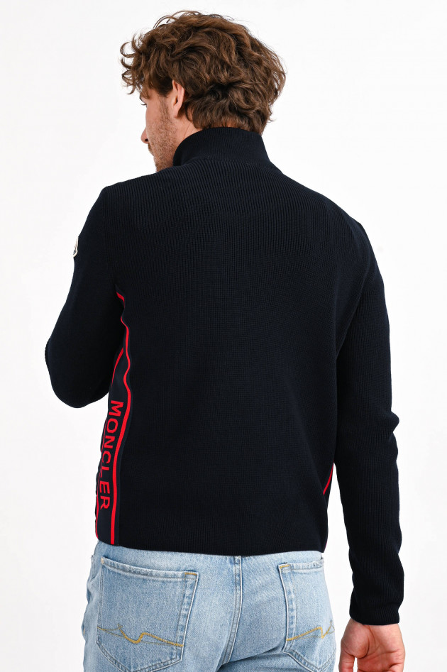 Moncler Strickjacke mit Daunenstepp-Einsatz in Navy