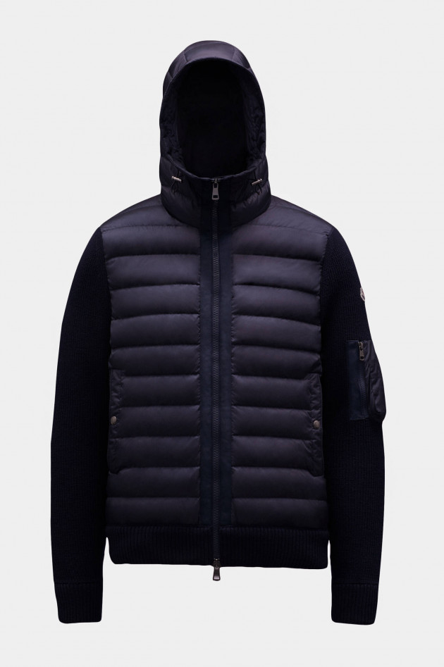Moncler Hybrid Strickjacke mit Kapuze in Navy