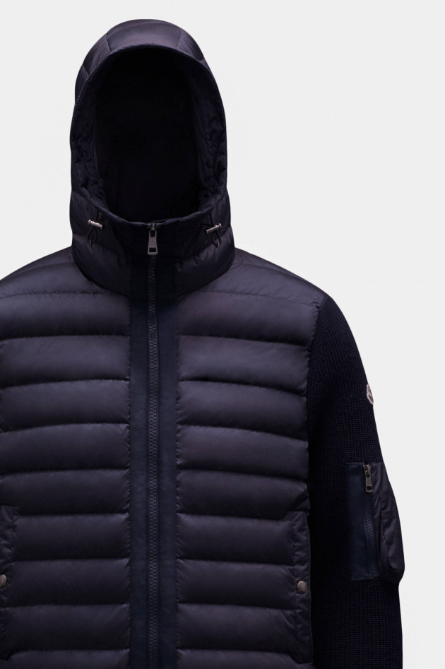 Moncler Hybrid Strickjacke mit Kapuze in Navy