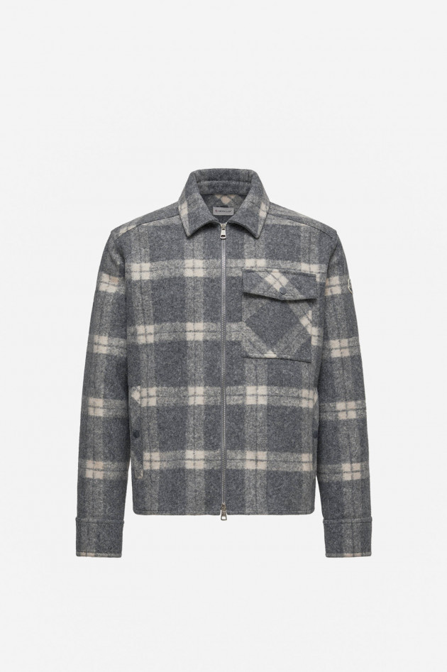 Moncler Karierte Jacke in Grau/Weiß