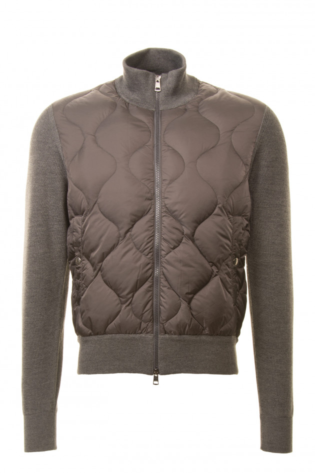Moncler Quer gesteppte Strickjacke in Antra