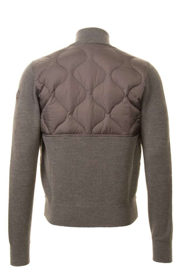 Moncler Quer gesteppte Strickjacke in Antra