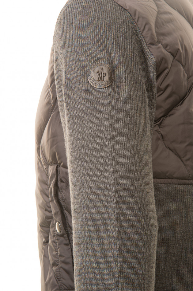 Moncler Quer gesteppte Strickjacke in Antra