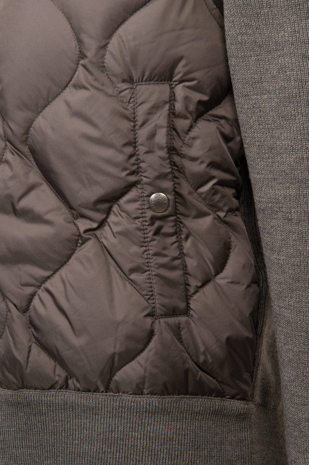 Moncler Quer gesteppte Strickjacke in Antra
