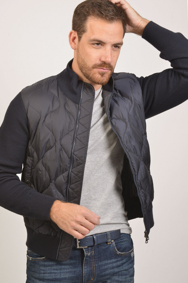 Moncler Quer gesteppte Strickjacke in Navy